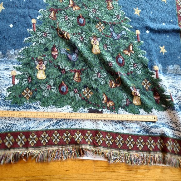 Vintage American Weavers Christmas Tree Throw Blanket USA - Picture 4 of 6